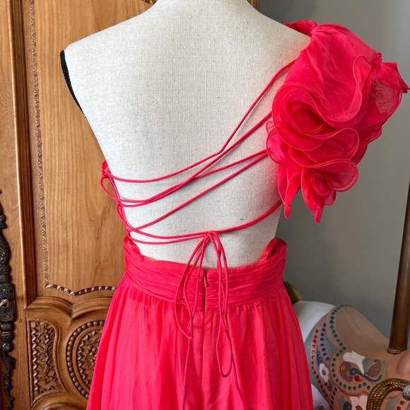 NWT Mac Duggal A67941 Pink Chiffon Evening Gown Maxi Dress Corset Back 4 Ieena - Picture 7 of 12